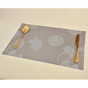 yellow weaves pvc rectangular dining table placemats set of 8 - beige