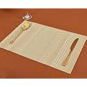 Yellow Weaves PVC Rectangular Dining Table Placemats, Set of 8 - Golden