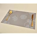Yellow Weaves PVC Rectangular Dining Table Placemats, Set of 8 - Beige