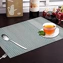 Yellow Weaves PVC Rectangular Dining Table Placemats, Set of 8 - Grey Blue