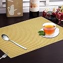 Yellow Weaves PVC Rectangular Dining Table Placemats, Set of 8 - Gold