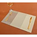 Yellow Weaves PVC Rectangular Dining Table Placemats, Set of 8 - Beige Brown Border