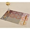 Yellow Weaves PVC Rectangular Dining Table Placemats, Set of 8 - Geometric Red