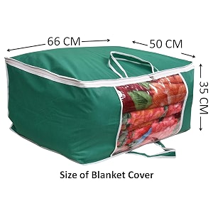 yellow weaves underbed storage bag storage organizer blanket cover with designer handles set of 2 pcs - green amp beige color - extra large size