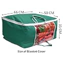 Yellow Weaves Underbed Storage Bag, Storage Organizer, Blanket Cover with designer handles, Set of 2 Pcs - Green &amp; Beige Color - (Extra Large Size)