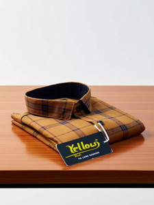 YELLOWDASH Men Checkered Formal Brown Shirt