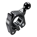 YELLOWFIN 17mm Ball Quick Release Handlebar Mount Base for Bike &amp; Motorcycle, Aluminium Lever Clamp Mobile Holder Base with Rubber Inserts, GPS/Phone Mount Adapter for 12–32mm Handlebar &amp; Mirror Rod