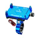 YELLOWFIN Claw Grip Aluminium Waterproof Bike | Motorcycle | Scooter Mobile Phone Holder Mount with 2.5A USB Charger &amp; 360° Rotation for Maps and GPS Navigation (M6 Blue)