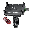 YELLOWFIN Claw Grip Aluminium Waterproof Bike | Motorcycle | Scooter Mobile Phone Holder Mount with 2.5A USB Charger &amp; 360° Rotation for Maps and GPS Navigation (M6 Black)