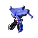 YELLOWFIN Claw Grip Aluminium Waterproof Bike | Motorcycle | Scooter Mobile Phone Holder Mount with Fast USB 3.0 Charger &amp; 360° Rotation for Maps and GPS Navigation (M6S Blue)