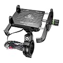 YELLOWFIN Claw Grip Aluminium Waterproof Bike | Motorcycle | Scooter Mobile Phone Holder Mount with Fast USB 3.0 Charger &amp; 360° Rotation for Maps and GPS Navigation (M6S Black)