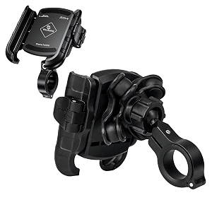 yellowfin jaw grip quick release mobile holder with anti-vibration damper for motorcycle amp scooter abs phone grip with aluminium alloy handlebar mount 360 rotation