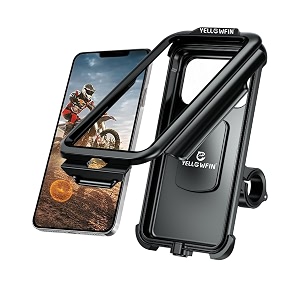 yellowfin fully waterproof handlebar mobile phone mount holder with 360 rotation for motorcycle  bike  scooter  bicycle  cycle ideal for maps and gps navigationm18l-b1 black