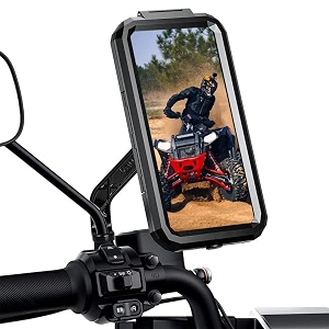 yellowfin fully waterproof mirror mount mobile phone holder with 360 rotation for bike  motorcycle  scooter ideal for maps and gps navigation m18l-b2 black