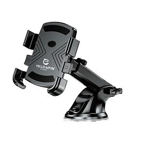 yellowfin quick release universal adjustable car mobile phone holder for dashboard  windshield with long telescopic arm 360 rotational with strong suction cup for smartphones