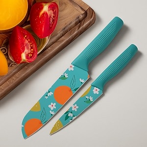 yelona blue printed german stainless steel paring amp peeling knife set - ultra sharp chef39s knife combo for professional chopping cutting amp slicing - multipurpose kitchen knives set of 2