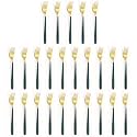 YELONA Golden Lavish Food Grade Stainless Steel Durable Forks For Dinner, Fruit, Cafe, Desserts, Salads, Appetizers, Pastry for Dining Tables Flatware &amp; Cutlery Sets-(Set of 25 Castleton Green Handle)