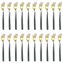 YELONA Golden Lavish Food Grade Stainless Steel Durable Forks For Dinner, Fruit, Cafe, Desserts, Salads, Appetizers, Pastry for Dining Tables Flatware & Cutlery Sets -(Set of 20 Charcoal Black Handle)