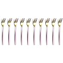 YELONA Golden Lavish Food Grade Stainless Steel Durable Forks for Dinner, Fruit, Cafe, Desserts, Salads, Appetizers, Pastry for Dining Tables Flatware &amp; Cutlery Sets - (Set of 10 Fucia Pink Handle)