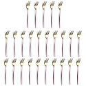 YELONA Golden Lavish Food Grade Stainless Steel Durable Forks for Dinner, Fruit, Cafe, Desserts, Salads, Appetizers, Pastry for Dining Tables Flatware &amp; Cutlery Sets - (Set of 25 Fucia Pink Handle)