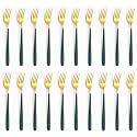 YELONA Golden Lavish Food Grade Stainless Steel Durable Forks For Dinner, Fruit, Cafe, Desserts, Salads, Appetizers, Pastry for Dining Tables Flatware &amp; Cutlery Sets-(Set of 20 Castleton Green Handle)