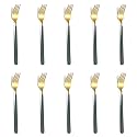 YELONA Golden Lavish Food Grade Stainless Steel Durable Forks For Dinner, Fruit, Cafe, Desserts, Salads, Appetizers, Pastry for Dining Tables Flatware &amp; Cutlery Sets -(Set of 10 Charcoal Black Handle)