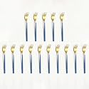 YELONA Golden Lavish Food Grade Stainless Steel Durable Forks for Dinner, Fruit, Cafe, Desserts, Salads, Appetizers, Pastry for Dining Tables Flatware &amp; Cutlery Sets - (Set of 15 Indigo Blue Handle)