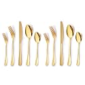 YELONA Set of 10 Premium Golden Daily Use Cutlery Stainless Steel Luxury Dinnerware Flatware Serving Dinner Spoon Fork Knife Reusable Mirror Finish for Home Kitchen Dining Table and Gifts