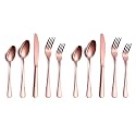 YELONA Set of 10 Premium Rosegold Daily Use Cutlery Stainless Steel Luxury Dinnerware Flatware Serving Dinner Spoon Fork Knife Reusable Mirror Finish for Home Kitchen Dining Table and Gifts