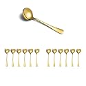 YELONA Set of 12 Gold Soup Spoon, 7.2" Stainless Steel Titanium Plating Shiny Golden Round Spoons Flatware, Gold Table Spoon Cutlery Set Sturdy Easy to Clean, Dishwasher Safe for Dining &amp; Restaurant