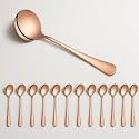 YELONA Set of 12 Rosegold Soup Spoon, 7.2" Stainless Steel Titanium Plating Shiny Rosegolden Round Spoons Flatware,Table Spoon Cutlery Set Sturdy Easy To Clean, Dishwasher Safe for Dining &amp; Restaurant