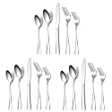 YELONA Set of 15 Premium Silver Daily Use Cutlery Stainless Steel Luxury Dinnerware Flatware Serving Dinner Spoon Fork Knife Reusable Mirror Finish for Home Kitchen Dining Table and Gifts