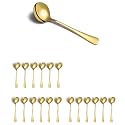 YELONA Set of 18 Gold Soup Spoon, 7.2" Stainless Steel Titanium Plating Shiny Golden Round Spoons Flatware, Gold Table Spoon Cutlery Set Sturdy Easy to Clean, Dishwasher Safe for Dining &amp; Restaurant