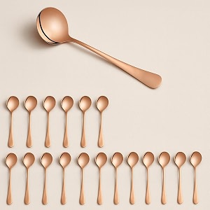 yelona set of 18 rosegold soup spoon 7234 stainless steel titanium plating shiny rosegolden round spoons flatwaretable spoon cutlery set sturdy easy to clean dishwasher safe for dining amp restaurant
