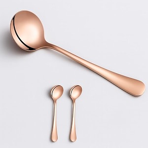 yelona set of 2 rosegold soup spoon 7234 stainless steel titanium plating shiny rosegolden round spoons flatwaretable spoon cutlery set sturdy easy to clean dishwasher safe for dining amp restaurant