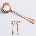 YELONA Set of 2 Rosegold Soup Spoon, 7.2" Stainless Steel Titanium Plating Shiny Rosegolden Round Spoons Flatware,Table Spoon Cutlery Set Sturdy Easy to Clean, Dishwasher Safe for Dining &amp; Restaurant