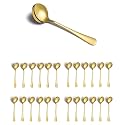 YELONA Set of 24 Gold Soup Spoon, 7.2" Stainless Steel Titanium Plating Shiny Golden Round Spoons Flatware, Gold Table Spoon Cutlery Set Sturdy Easy to Clean, Dishwasher Safe for Dining &amp; Restaurant