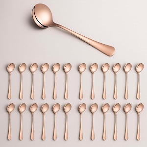 yelona set of 24 rosegold soup spoon 7234 stainless steel titanium plating shiny rosegolden round spoons flatwaretable spoon cutlery set sturdy easy to clean dishwasher safe for dining amp restaurant