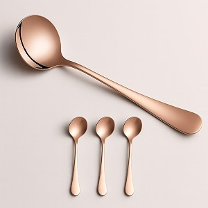 yelona set of 3 rosegold soup spoon 7234 stainless steel titanium plating shiny rosegolden round spoons flatwaretable spoon cutlery set sturdy easy to clean dishwasher safe for dining amp restaurant