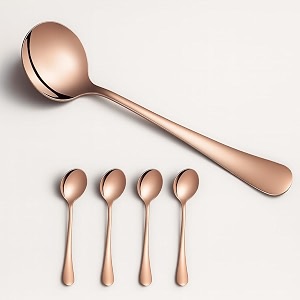 yelona set of 4 rosegold soup spoon 7234 stainless steel titanium plating shiny rosegolden round spoons flatwaretable spoon cutlery set sturdy easy to clean dishwasher safe for dining amp restaurant