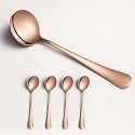 YELONA Set of 4 Rosegold Soup Spoon, 7.2" Stainless Steel Titanium Plating Shiny Rosegolden Round Spoons Flatware,Table Spoon Cutlery Set Sturdy Easy to Clean, Dishwasher Safe for Dining &amp; Restaurant