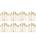YELONA Set of 40 Premium Golden Daily Use Cutlery Stainless Steel Luxury Dinnerware Flatware Serving Dinner Spoon Fork Knife Reusable Mirror Finish for Home Kitchen Dining Table and Gifts