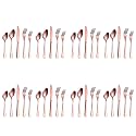 YELONA Set of 40 Premium Rosegold Daily Use Cutlery Stainless Steel Luxury Dinnerware Flatware Serving Dinner Spoon Fork Knife Reusable Mirror Finish for Home Kitchen Dining Table and Gifts