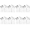 YELONA Set of 40 Premium Silver Daily Use Cutlery Stainless Steel Luxury Dinnerware Flatware Serving Dinner Spoon Fork Knife Reusable Mirror Finish for Home Kitchen Dining Table and Gifts