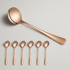 yelona set of 6 rosegold soup spoon 7234 stainless steel titanium plating shiny rosegolden round spoons flatwaretable spoon cutlery set sturdy easy to clean dishwasher safe for dining amp restaurant