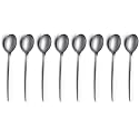YELONA Set of 8 Titanium Silver Plated Stainless Steel Espresso Spoons with White Handle - Teaspoons Set for Coffee, Sugar, Dessert, Cake, Ice Cream, Soup, Antipasto, Cappuccino - Flatware &amp; Cutlery