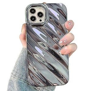 water ripple pattern case for iphone 13 pro max cute curly wave shape design sparkly luxury phone case for women girls soft silicone shockproof tpu protective cover case 67 inch rose red