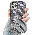 Water Ripple Pattern Case for iPhone 13 Pro Max Cute Curly Wave Shape Design Sparkly Luxury Phone Case for Women Girls Soft Silicone Shockproof TPU Protective Cover Case, 6.7 inch, Rose Red