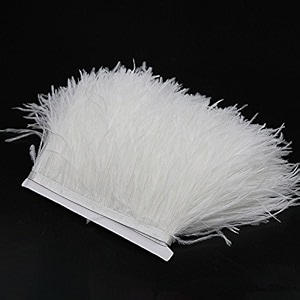 2 yards natural amp soft ostrich feathers fringe trims ribbon - used for dress sewing decoration craft clothing boots wedding decoration diy etc white