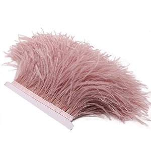 2 yards natural amp soft ostrich feathers fringe trims ribbon - used for dress sewing decoration craft clothing boots wedding decoration diy etc mistyrose